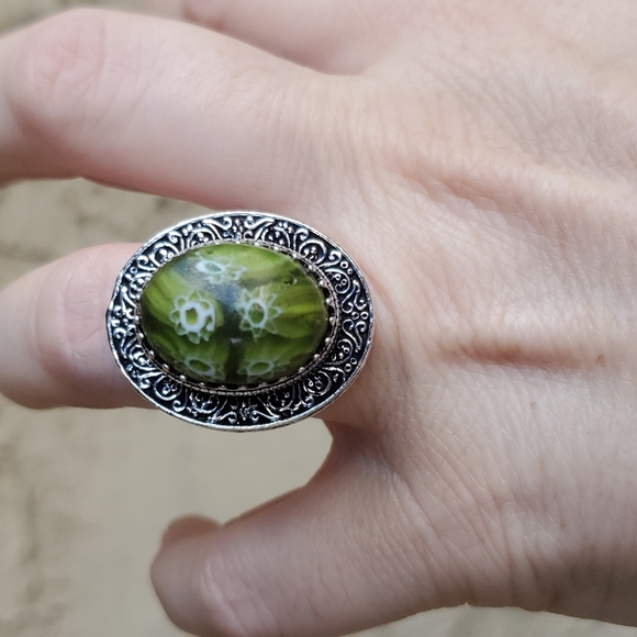 New Italian Murano Millefiori 925 Silver Statement Ring. - Picture 2 of 13